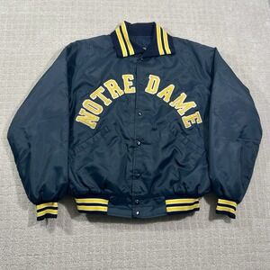 Vintage 90s Notre Dame Fighting Irish Size XL University Quilted Bomber Jacket